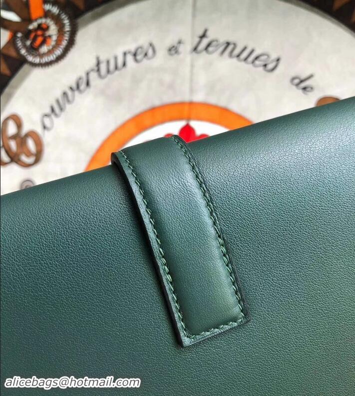 Luxury Hermes Jige Elan 29 Swift Clutch Bag H945111 dark green