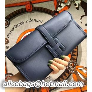 Practical Hermes Jige Elan 29 Swift Clutch Bag H945111 navy blue