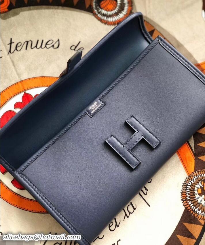 Practical Hermes Jige Elan 29 Swift Clutch Bag H945111 navy blue