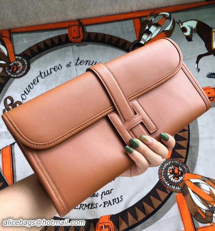 Crafted Hermes Jige Elan 29 Swift Clutch Bag H945111 Curry