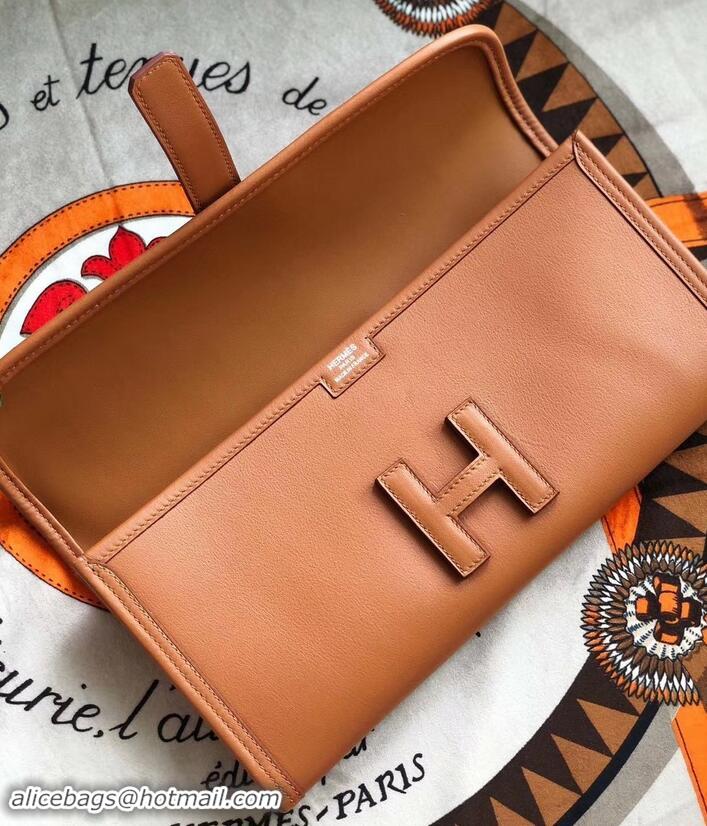 Crafted Hermes Jige Elan 29 Swift Clutch Bag H945111 Curry