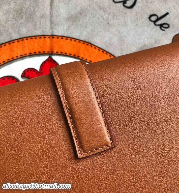 Crafted Hermes Jige Elan 29 Swift Clutch Bag H945111 Curry