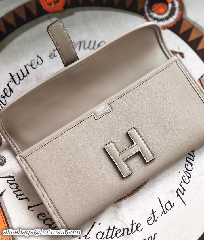 Classic Hermes Jige Elan 29 Swift Clutch Bag H945111 pearl gray