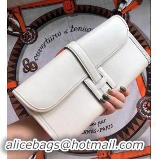 Sophisticated Hermes Jige Elan 29 Swift Clutch Bag H945111 white