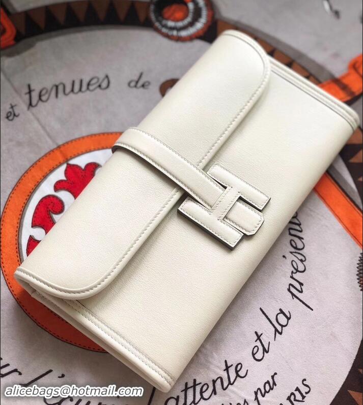 Sophisticated Hermes Jige Elan 29 Swift Clutch Bag H945111 white