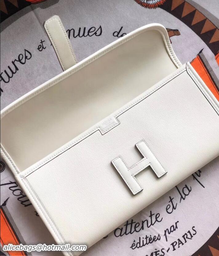 Sophisticated Hermes Jige Elan 29 Swift Clutch Bag H945111 white