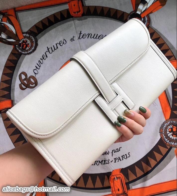 Sophisticated Hermes Jige Elan 29 Swift Clutch Bag H945111 white