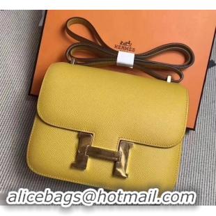 Sophisticated Hermes Constance 23 Bag in original Epsom Leather H945115 yellow