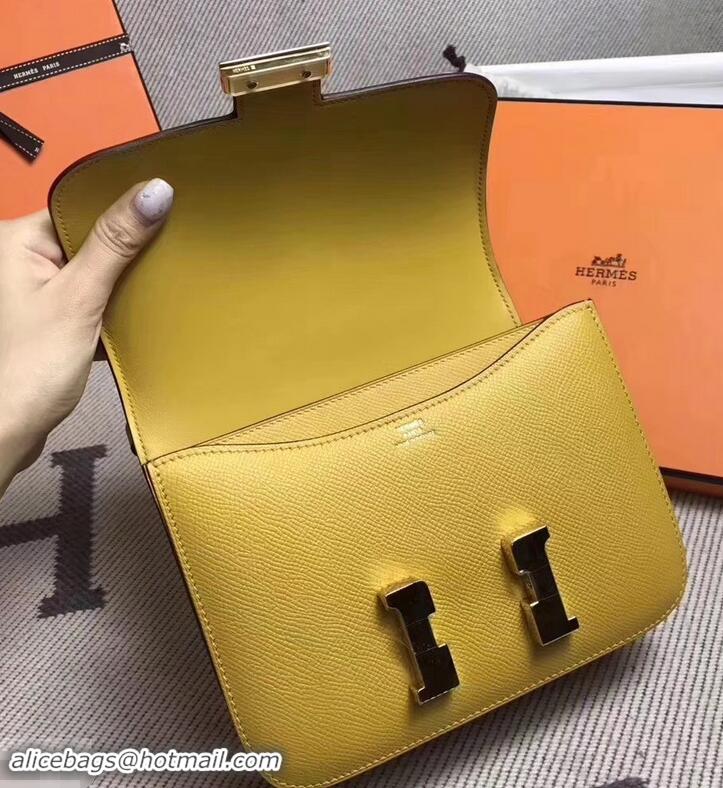 Sophisticated Hermes Constance 23 Bag in original Epsom Leather H945115 yellow