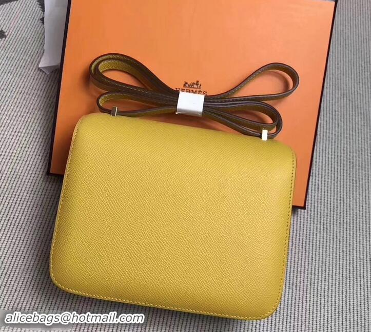 Sophisticated Hermes Constance 23 Bag in original Epsom Leather H945115 yellow