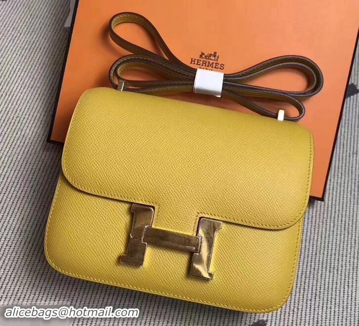 Sophisticated Hermes Constance 23 Bag in original Epsom Leather H945115 yellow