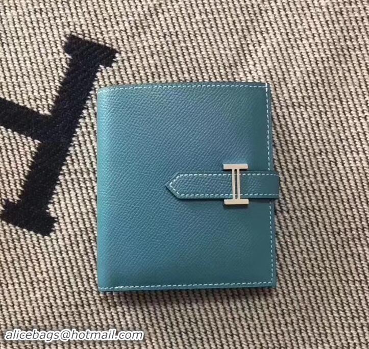 Discount HERMES BEARN SHORT WALLET IN ORIGINAL EPSOM LEATHER H945116 Denim Blue