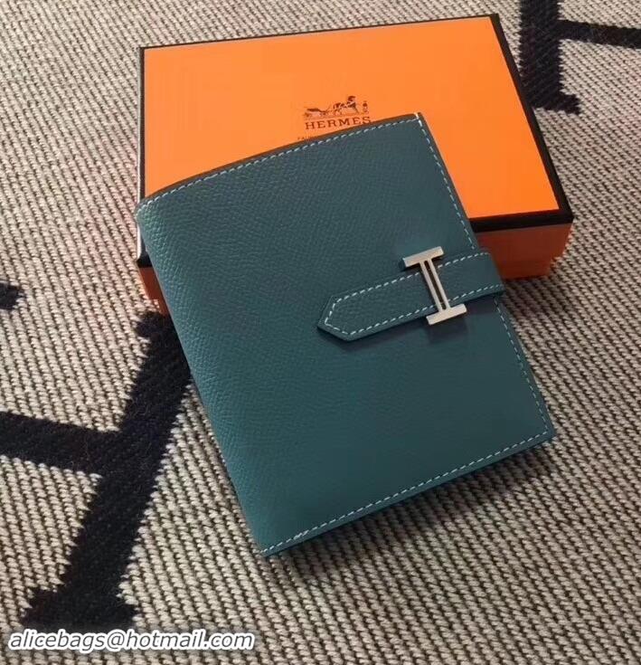 Discount HERMES BEARN SHORT WALLET IN ORIGINAL EPSOM LEATHER H945116 Denim Blue