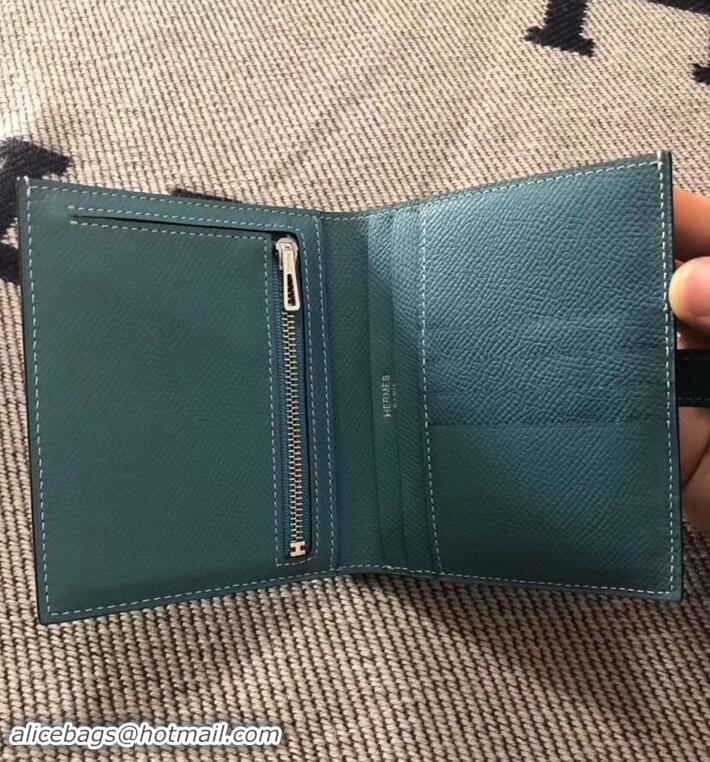 Discount HERMES BEARN SHORT WALLET IN ORIGINAL EPSOM LEATHER H945116 Denim Blue