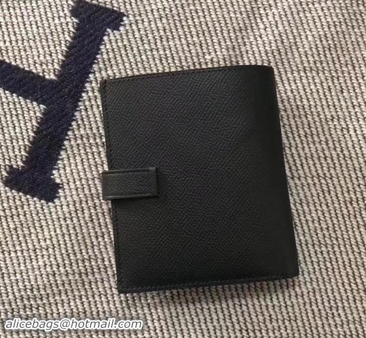 Top Design HERMES BEARN SHORT WALLET IN ORIGINAL EPSOM LEATHER H945116 Black