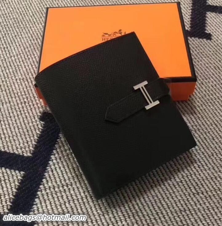 Top Design HERMES BEARN SHORT WALLET IN ORIGINAL EPSOM LEATHER H945116 Black