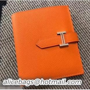 Sumptuous HERMES BEARN SHORT WALLET IN ORIGINAL EPSOM LEATHER H945116 Orange