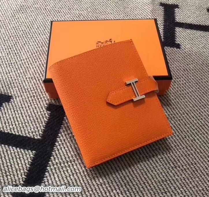 Sumptuous HERMES BEARN SHORT WALLET IN ORIGINAL EPSOM LEATHER H945116 Orange