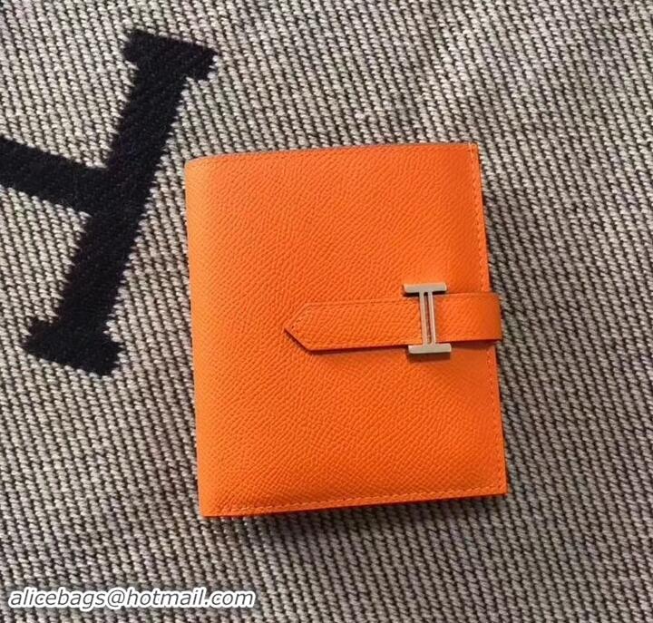 Sumptuous HERMES BEARN SHORT WALLET IN ORIGINAL EPSOM LEATHER H945116 Orange