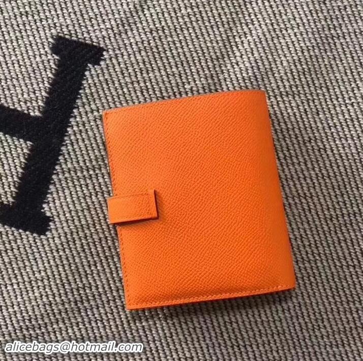 Sumptuous HERMES BEARN SHORT WALLET IN ORIGINAL EPSOM LEATHER H945116 Orange