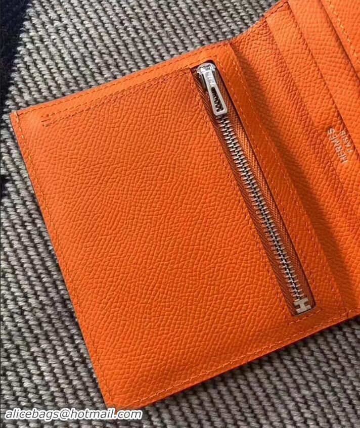 Sumptuous HERMES BEARN SHORT WALLET IN ORIGINAL EPSOM LEATHER H945116 Orange