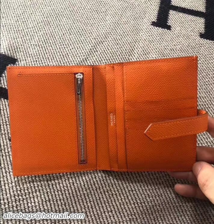 Sumptuous HERMES BEARN SHORT WALLET IN ORIGINAL EPSOM LEATHER H945116 Orange