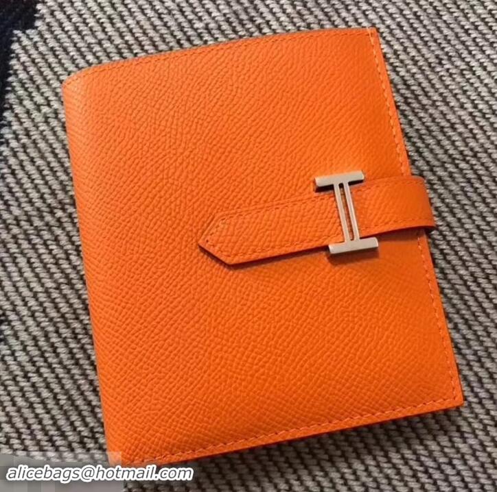 Sumptuous HERMES BEARN SHORT WALLET IN ORIGINAL EPSOM LEATHER H945116 Orange