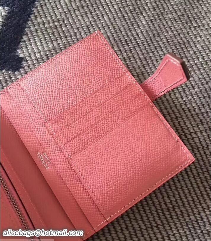 Good Quality HERMES BEARN SHORT WALLET IN ORIGINAL EPSOM LEATHER H945116 Pink