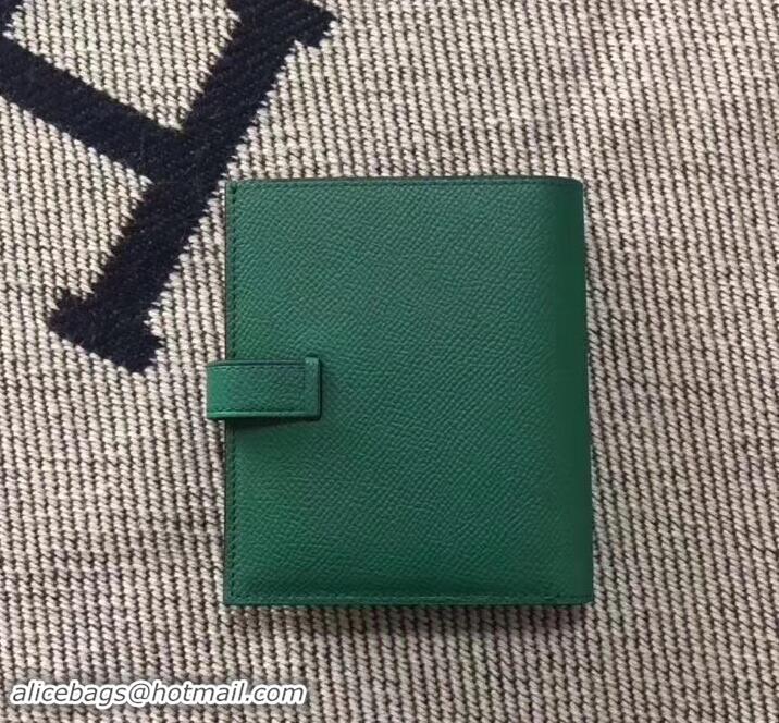 Luxury Discount HERMES BEARN SHORT WALLET IN ORIGINAL EPSOM LEATHER H945116 Green