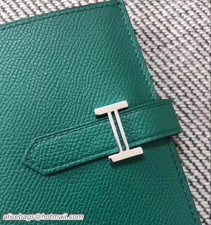 Luxury Discount HERMES BEARN SHORT WALLET IN ORIGINAL EPSOM LEATHER H945116 Green