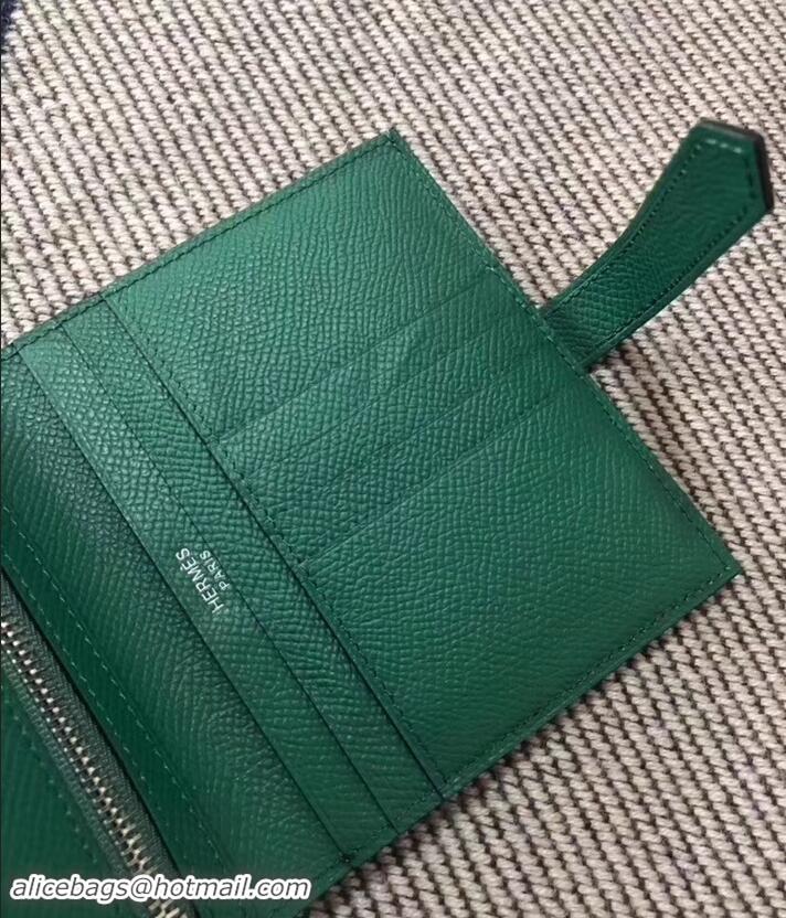 Luxury Discount HERMES BEARN SHORT WALLET IN ORIGINAL EPSOM LEATHER H945116 Green