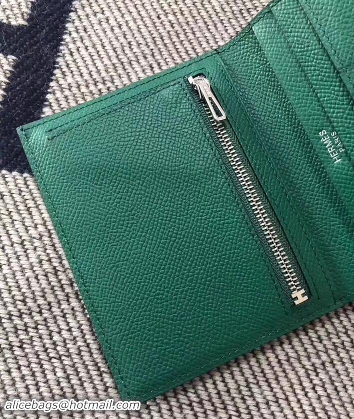 Luxury Discount HERMES BEARN SHORT WALLET IN ORIGINAL EPSOM LEATHER H945116 Green