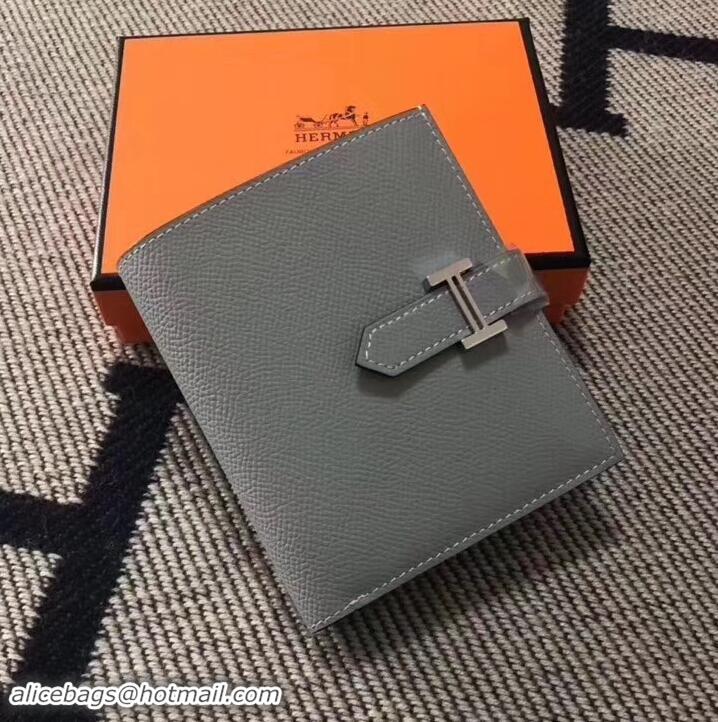 Luxury HERMES BEARN SHORT WALLET IN ORIGINAL EPSOM LEATHER H945116 Blue Lin