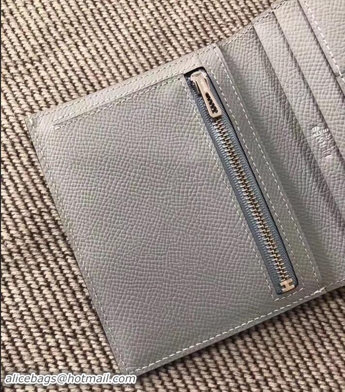 Luxury HERMES BEARN SHORT WALLET IN ORIGINAL EPSOM LEATHER H945116 Blue Lin