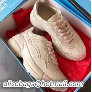 Cute Gucci Rhyton Leather Sneakers 708011 Ivory 2019 