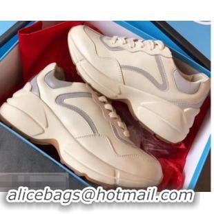 Best Quality Gucci Rhyton Leather Sneakers 708011 Ivory/Gray 2019 