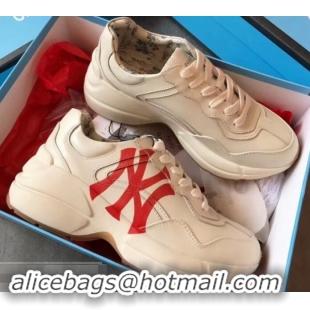 Perfect Gucci Rhyton Leather Sneakers 708012 Red NY Ivory