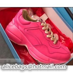 New Fashion Gucci Rhyton Leather Sneakers 708012 Fuchsia 2019