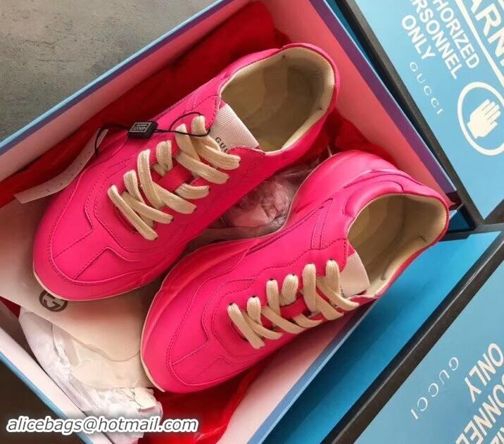 New Fashion Gucci Rhyton Leather Sneakers 708012 Fuchsia 2019