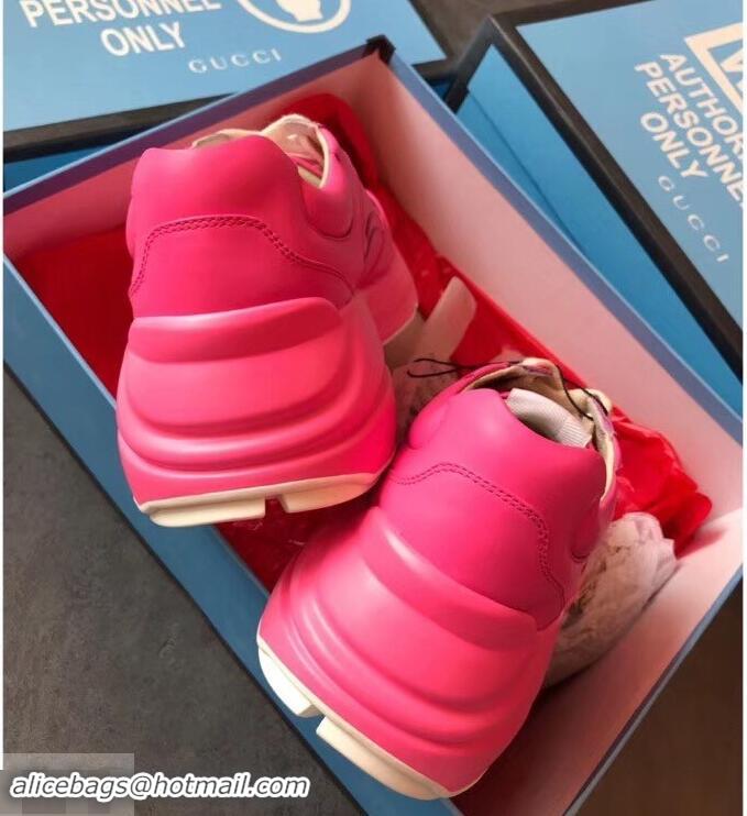 New Fashion Gucci Rhyton Leather Sneakers 708012 Fuchsia 2019