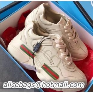 Popular Gucci Rhyton Leather Sneakers 708012 Vintage Logo Ivory 2019