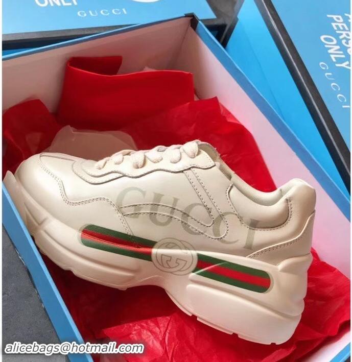 Popular Gucci Rhyton Leather Sneakers 708012 Vintage Logo Ivory 2019