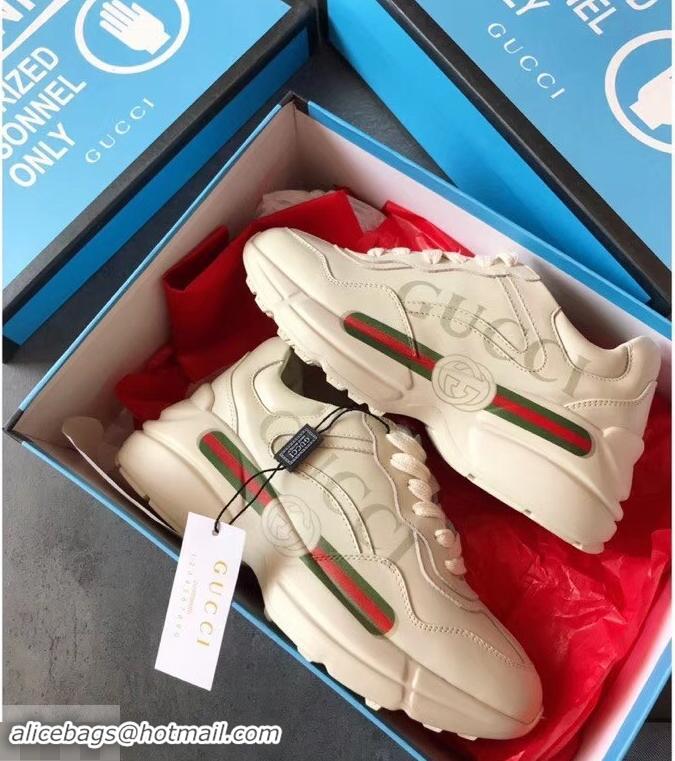 Popular Gucci Rhyton Leather Sneakers 708012 Vintage Logo Ivory 2019