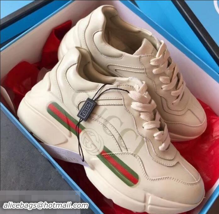 Popular Gucci Rhyton Leather Sneakers 708012 Vintage Logo Ivory 2019