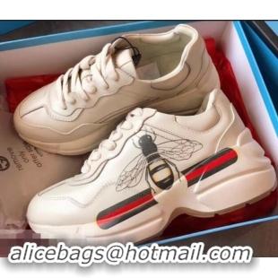 Good Quality Gucci Rhyton Leather Sneakers 708013 Vintage Logo Bee 2019