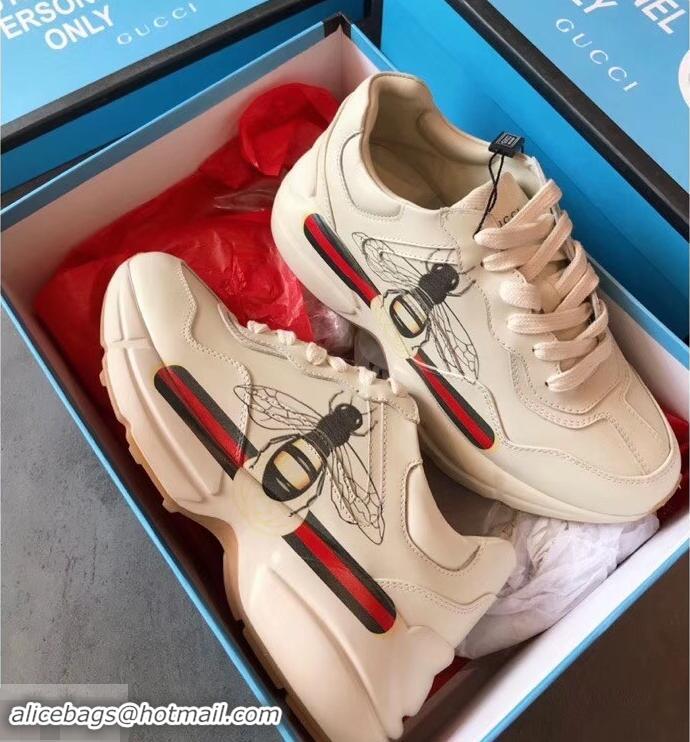 Good Quality Gucci Rhyton Leather Sneakers 708013 Vintage Logo Bee 2019