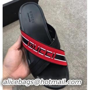 Promotion Gucci Men's Crossover Slide Sandals Stripe 708021 Red