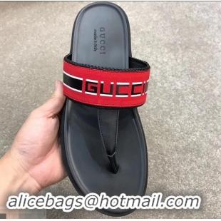 Best Price Gucci Men's Thong Sandals 708025 Stripe Red