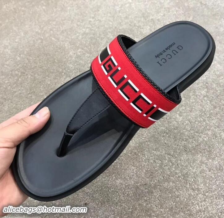 Best Price Gucci Men's Thong Sandals 708025 Stripe Red