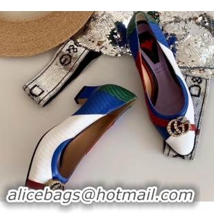 Fashion Gucci Snakeskin Pumps with Crystal Double G 431469 White